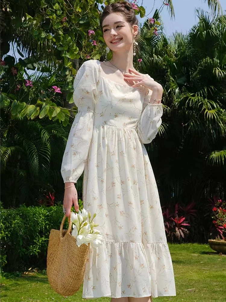 Ruffled Floral Chiffon Dress