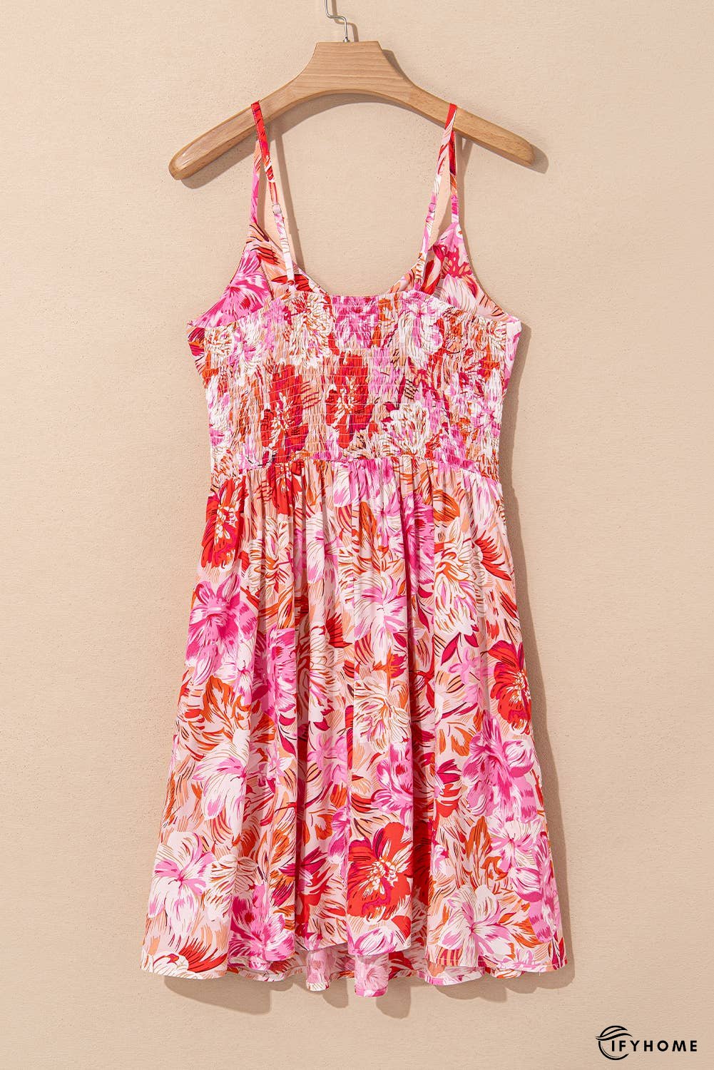 Floral Surplice Neck Shirred Waist Mini Dress | IFYHOME