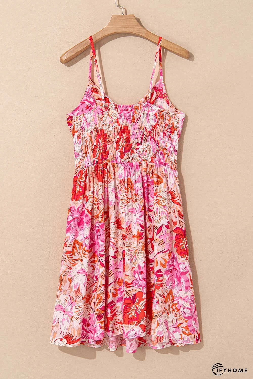 Floral Surplice Neck Shirred Waist Mini Dress | IFYHOME