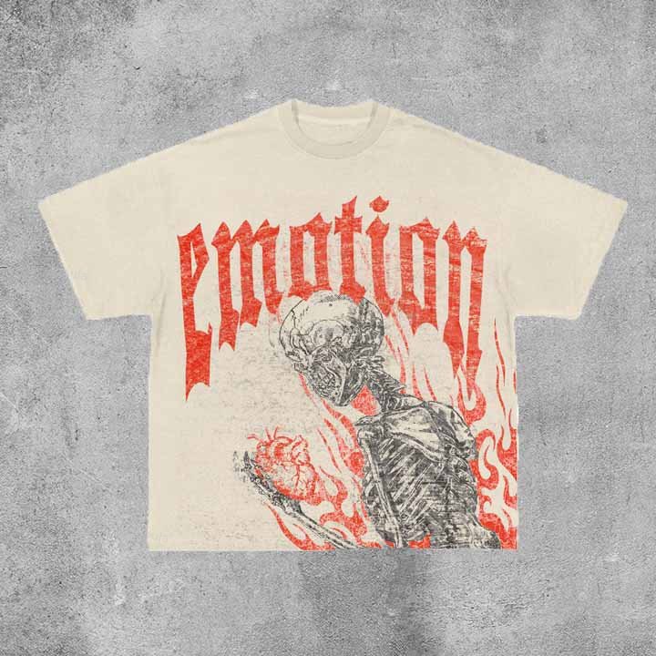 Sopula Vintage Emotion Skeleton Graphic Print Cotton T-Shirt