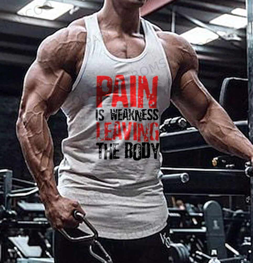 Pain Is Weakness Leaving The Body Printed Men's Vest