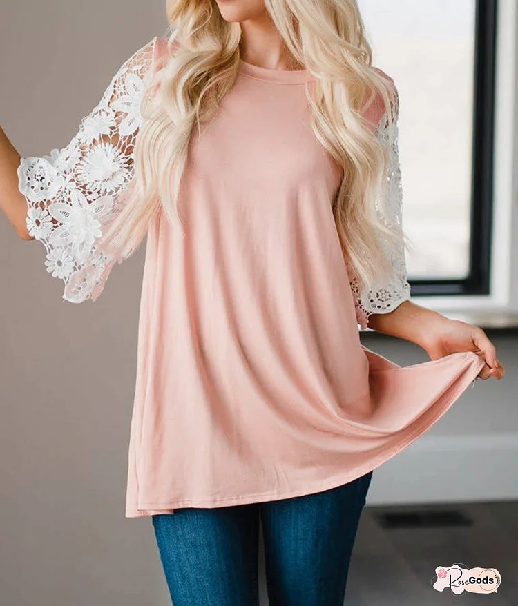 Lace Sleeve Tunic Top