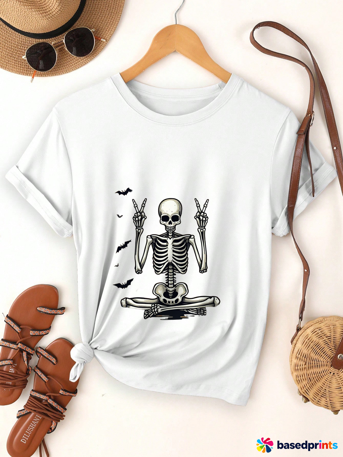 White Skeleton Yoga T-Shirt