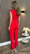 Nisha Red Sleeveless Cowl Neck Jumpsuit