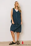 Camry Overall Dress in Dark Wash