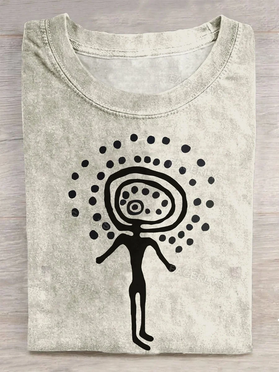 Eagerlys Unisex Little Man Abstract Print T-Shirt Eagerlys