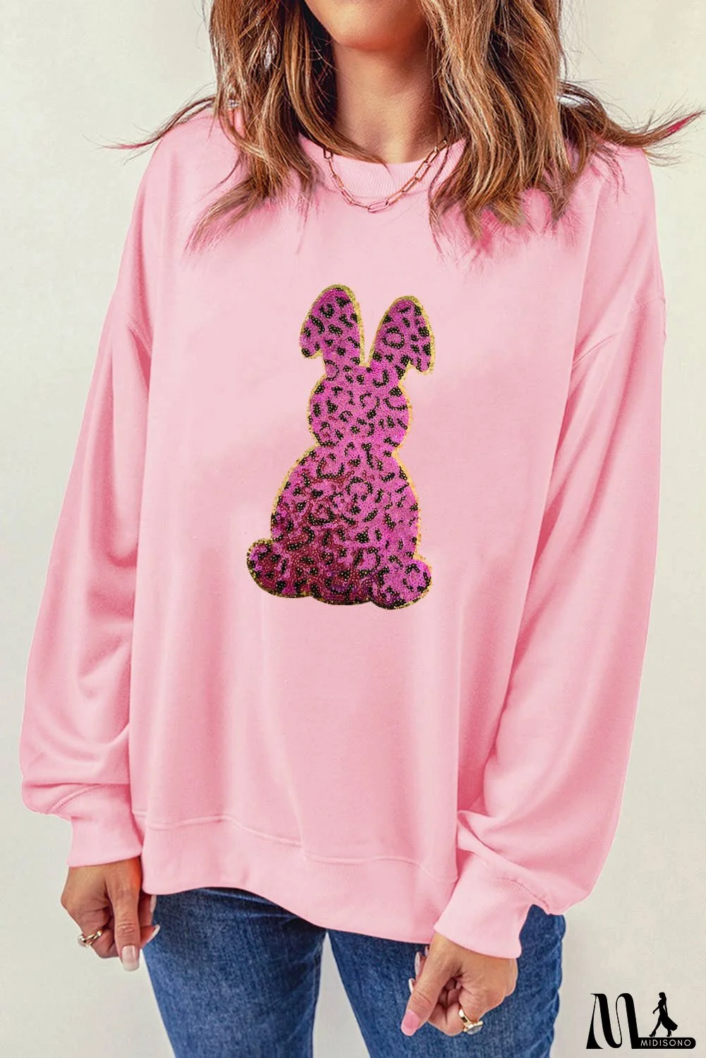 Cheetah Easter Rabbit Graphic Sweatshirt
