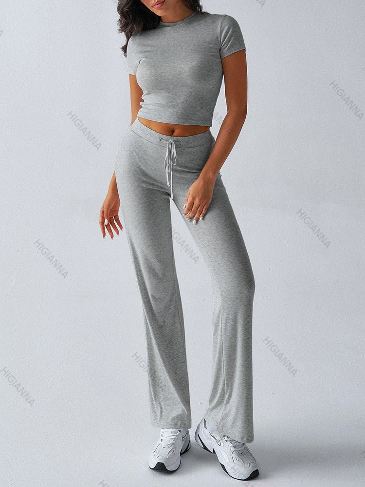 Cropped Tee Straight-Leg Lounge Two-Piece Set - HIGIANNA&reg;