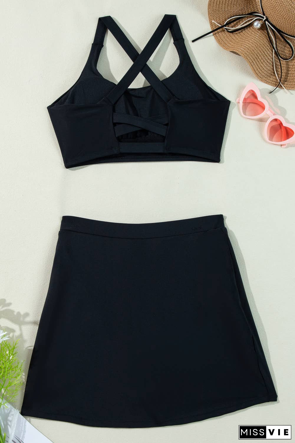 Crossover Bikini Tank and Skort Swimwear