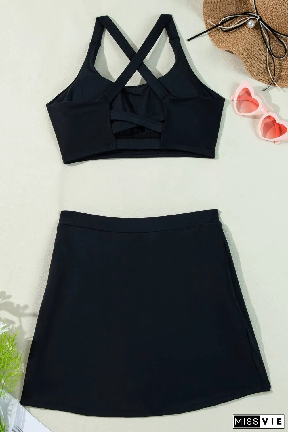 Crossover Bikini Tank and Skort Swimwear