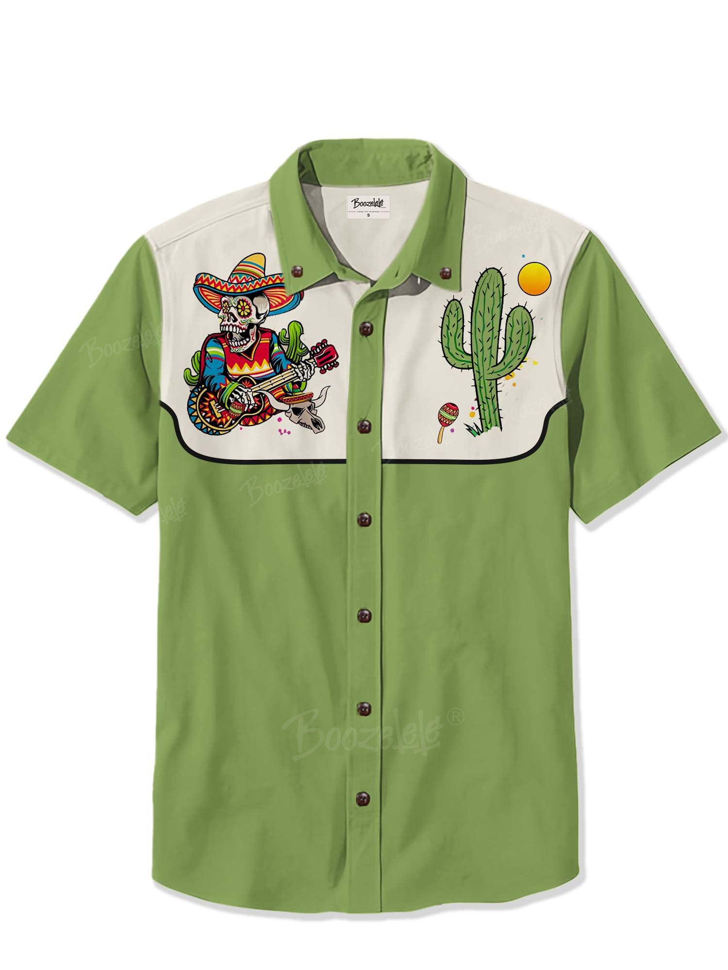 Cinco De Mayo Music Skull And Cactus - 100% Cotton Shirt