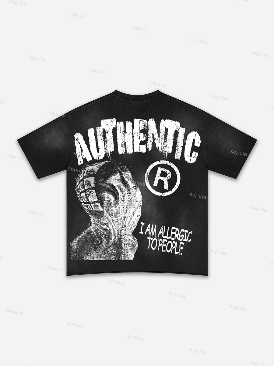 I Am Allergic To People Graphic Print Washed T-shirt