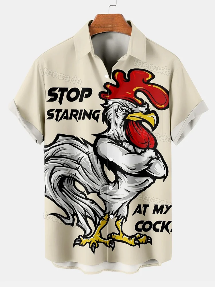 Teecade Teecade Cartoon Funny Rooster Art Print Shirt