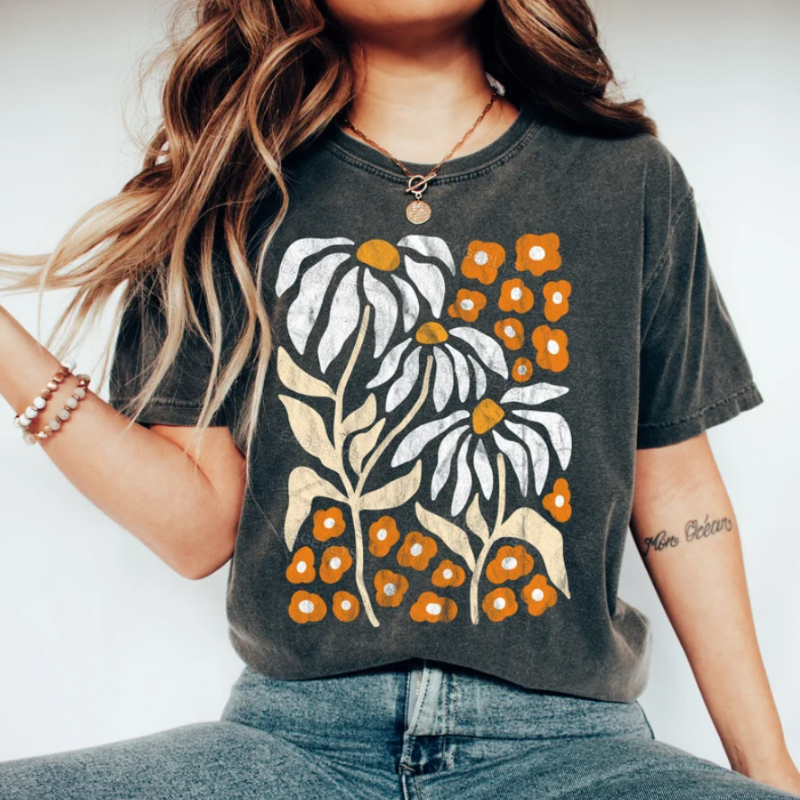Eagerlys Boho Wildflowers Floral NatureT-shirt Eagerlys
