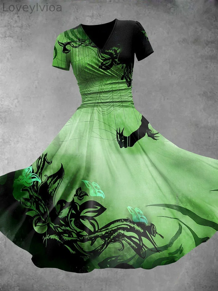 Women's Halloween Witch Print Casual Dress