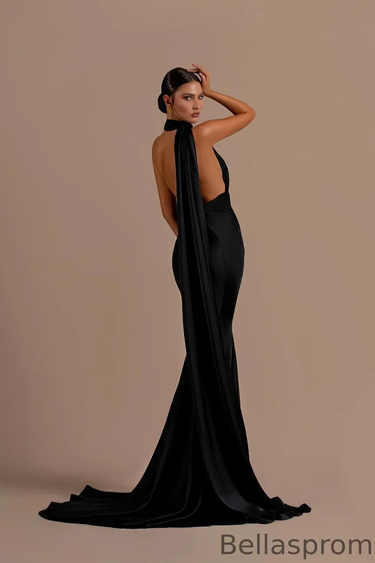 sachin and babi light blue dress Black Ball Gown V-neck Backless Glitter Prom Dresses With Ruched main image 1