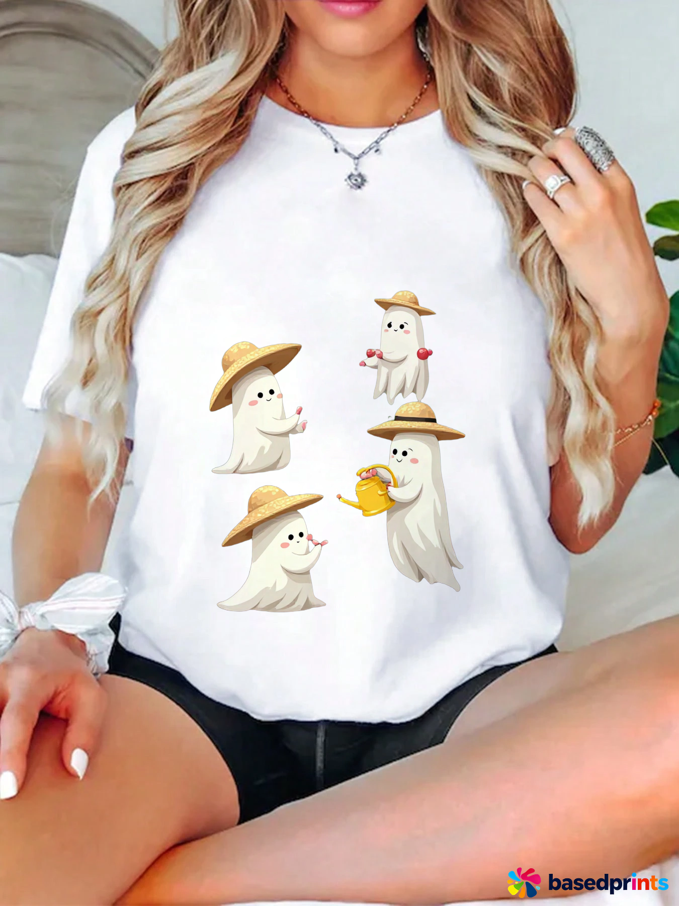 Cute Ghost T-Shirt Women Casual Fashion Short Sleeve Tee Tops
