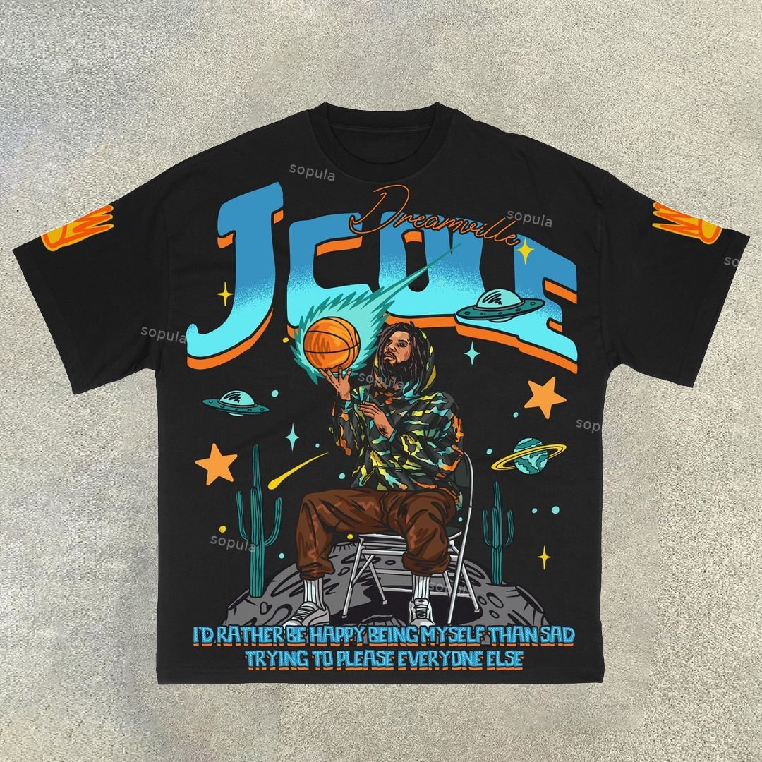 Sopula Vintage Limited Edition Lunar Basketball Graphic Casual Street T-Shirt