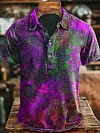 Vintage Colorful Old Printed Casual Polo Shirt