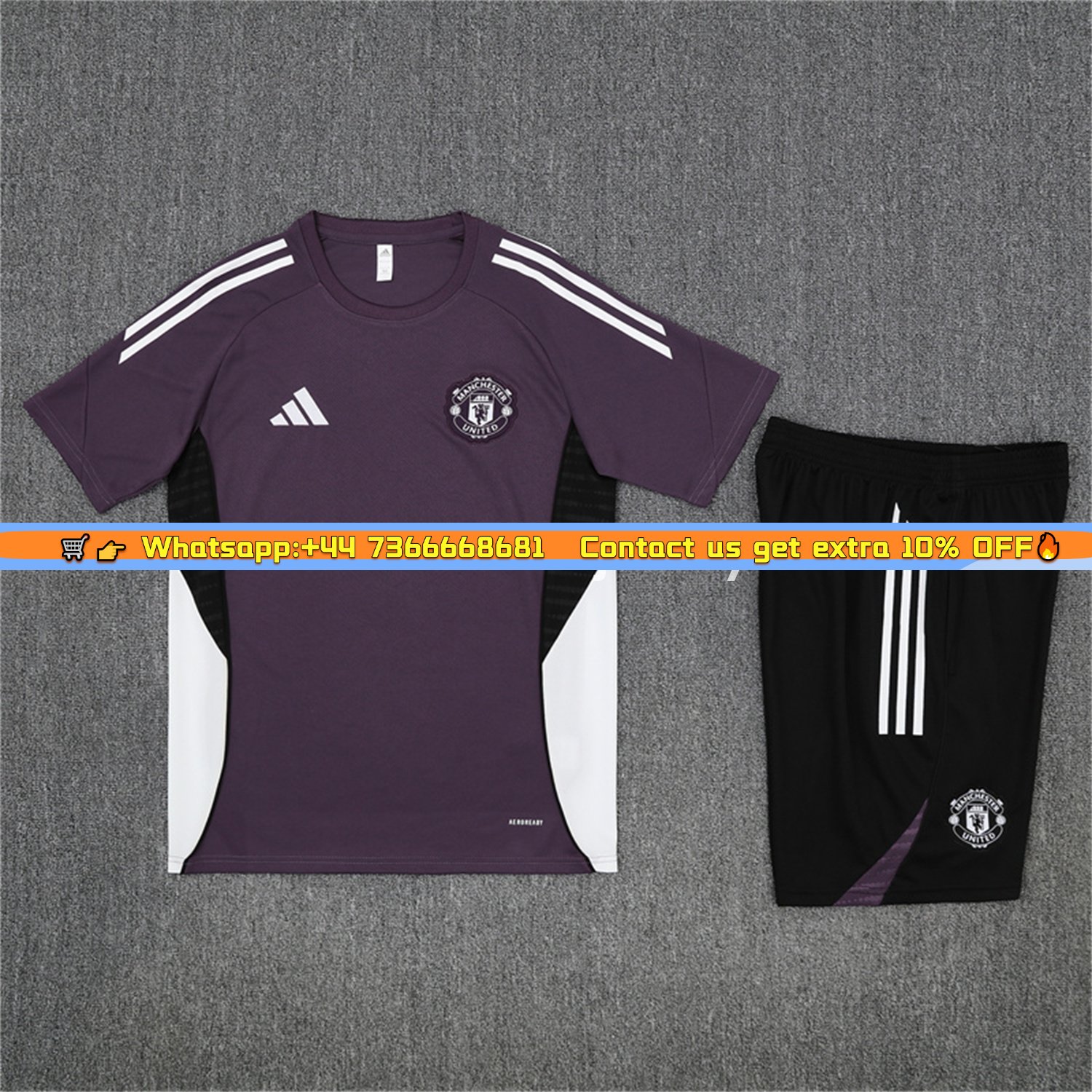 Manchester United 25-26 Kids Short-Sleeve Training Set - Purple Top & Black shorts