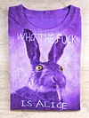 Unisex Smoking Bunny Print Casual Short Sleeve T-Shirt