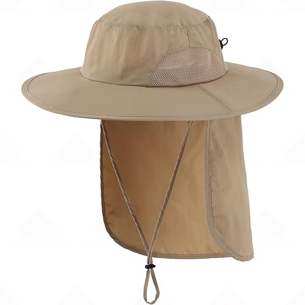 Home Prefer Outdoor Mens UPF50+ Sun Hat with Neck Flap Womens UV Protection Hat Wide Brim Safari Fishing Hiking Gardening Hat