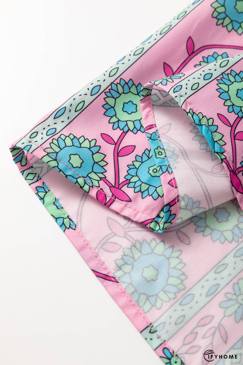 Floral Shirred Puff Sleeve Buttoned Front Midi Dress | IFYHOME