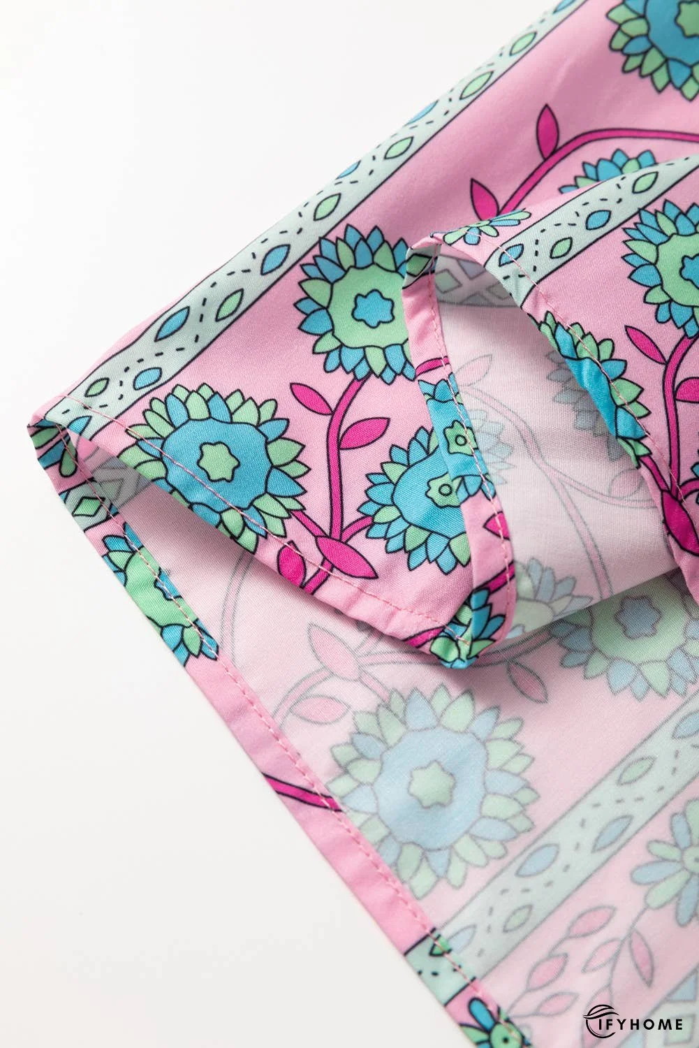 Floral Shirred Puff Sleeve Buttoned Front Midi Dress | IFYHOME