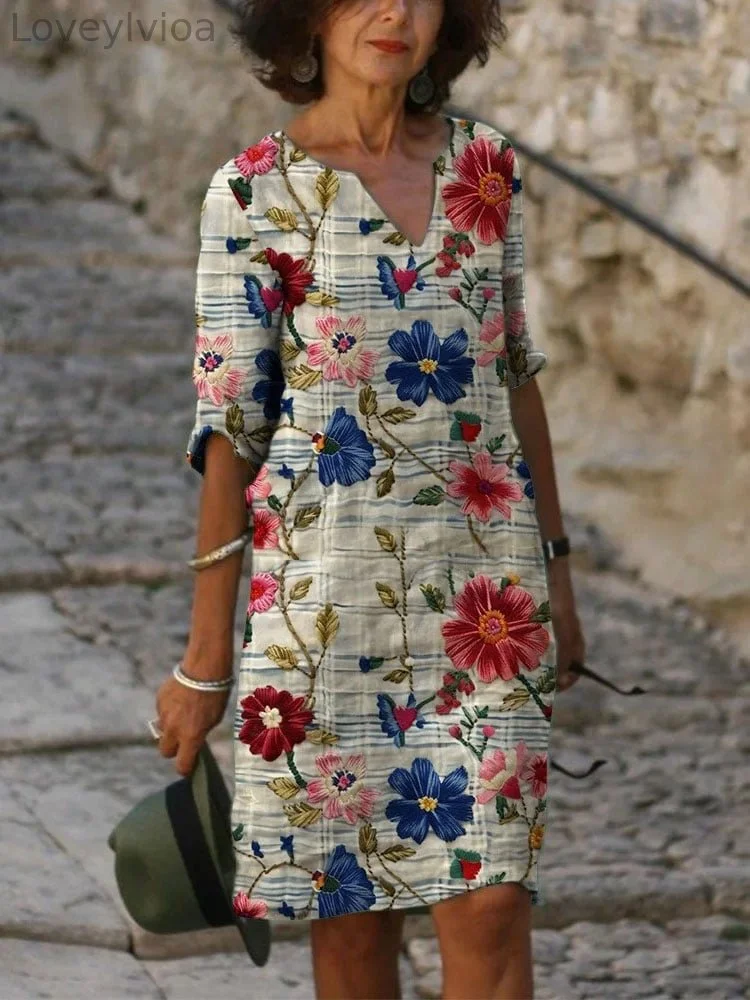 Women's Casual Loose Floral Print Long Dress(S-5XL)