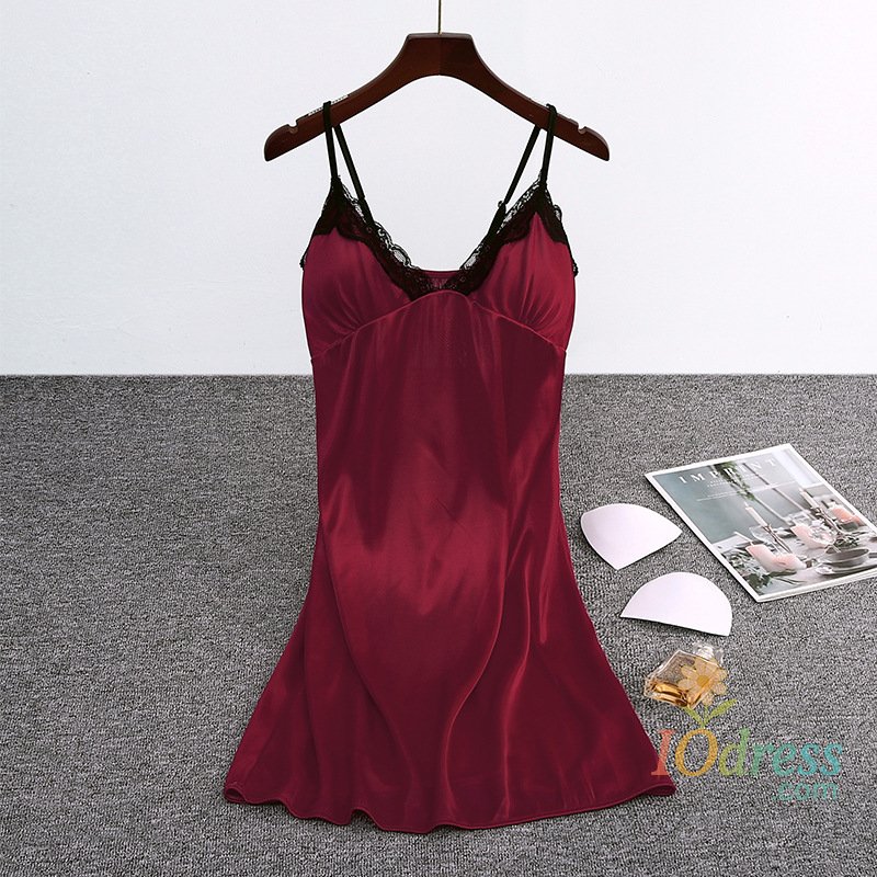 IO Dress Women Nightgowns Padded Bra Faux Silk Satin Nightdress Female Leopard SleepDress Sleepwear Sleeveless Nightwear Homewear Pajama