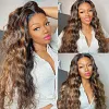 Hightlight Brown Mixed Blonde Body Wave Wig Long Hair