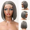 Salt and Pepper Grey Glueless Straight Bob Hair Wig
