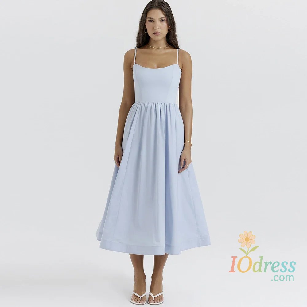 IO Dress 2025 Women's Dresses Pink Elegant and Pretty Midi White Vacation Dress Spaghetti Strap Beach Dress A Line Party Dresses