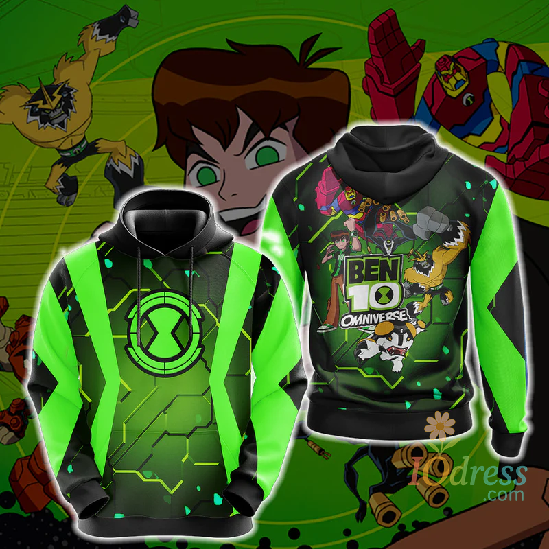 IO Menswear New Anime Omnitrix Ben10 Cosplay Hoodies Sweatshirt Male 3D Print Men Women Tracksuit Coat Oversized Harajuku Y2k Men's Clothing