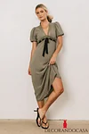 Selah Lace Trim Midi Dress in Sage