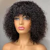 Light Brown/Black Color Brazilian Remy Curly Hair Wig With Bangs Glueless Wigs