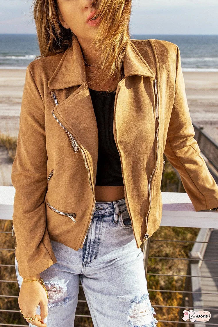 Zip-Up Suede Jacket