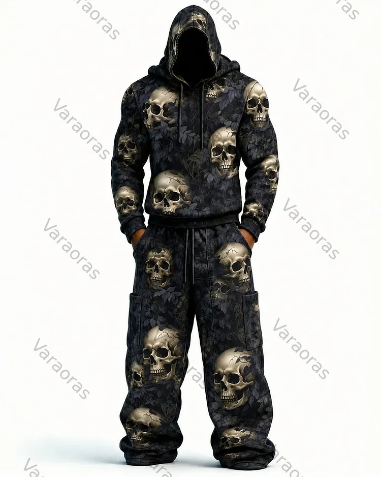 Men's Fashion Skull Print Hoodie & Pants Two-Piece Set 1824