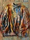 Unisex Vintage Oil Painting Pattern Printed Cotton Lapel Long Sleeve Pocket Shirt