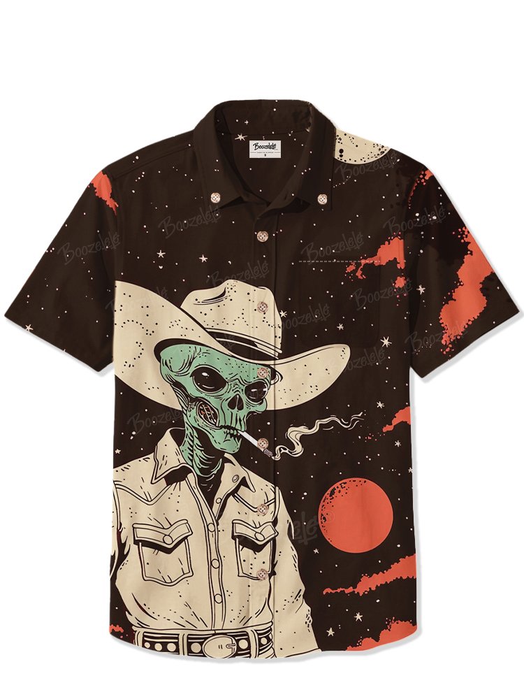 Smoking Alien Cowboy! - 100% Cotton Shirt