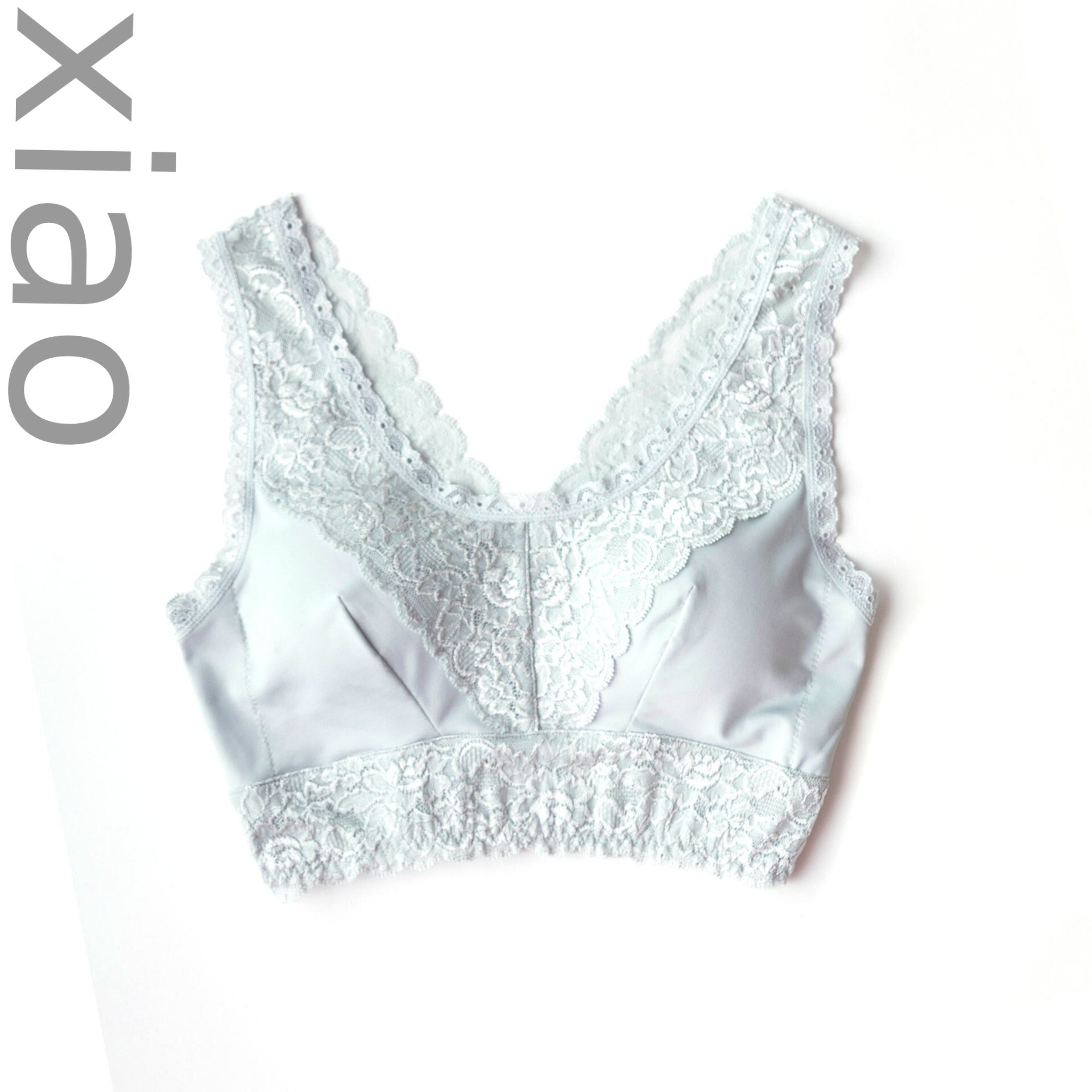 Bras-Birdtree 100%Natural Mulberry Silk Lining and Lace Bras Wire Free Everyday Wear Body Shaping Tanks Bra Tube Tops Silver P36027QM-Bras