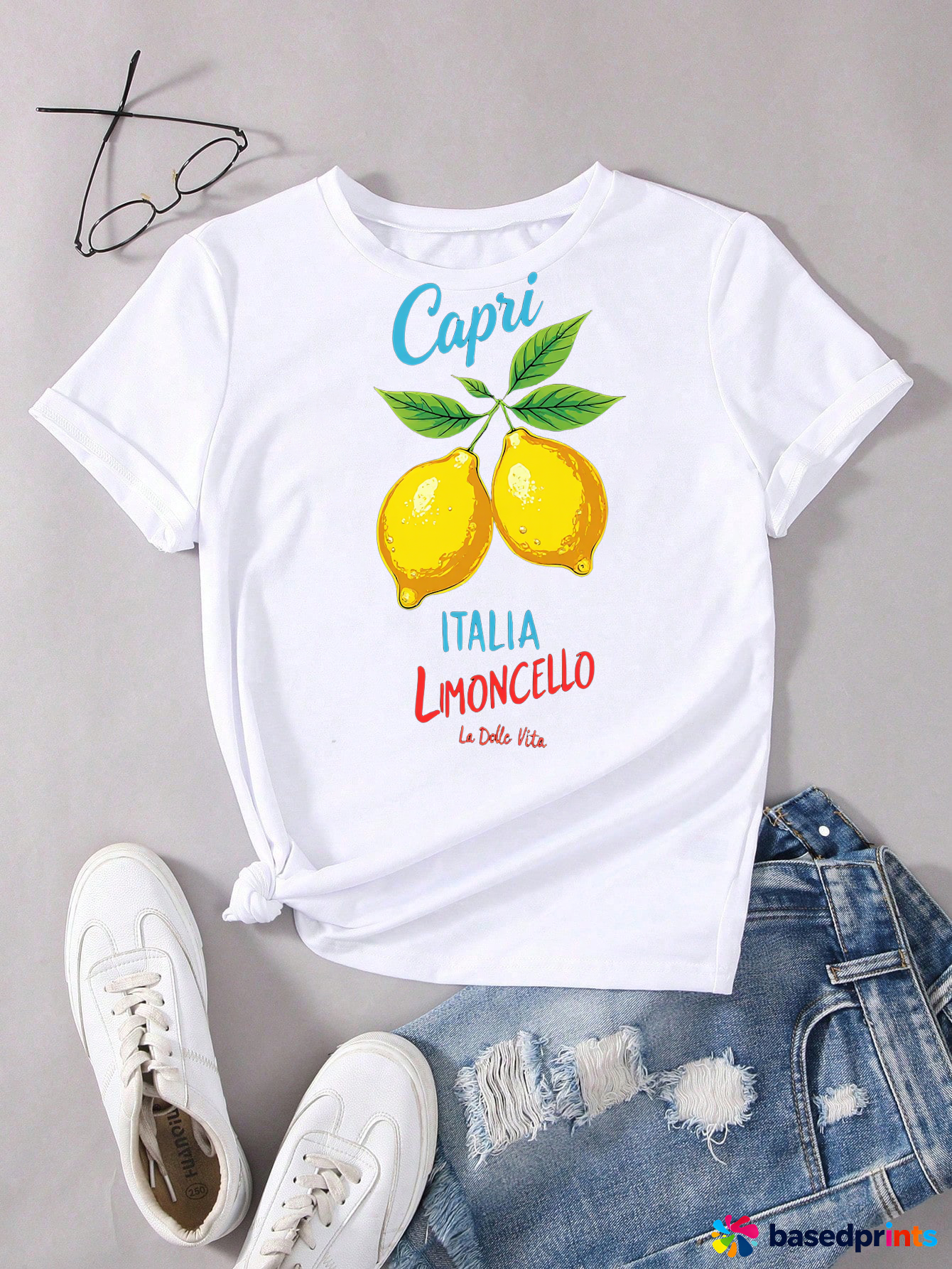 White Capri Lemon T-Shirt Italy Limoncello Tee