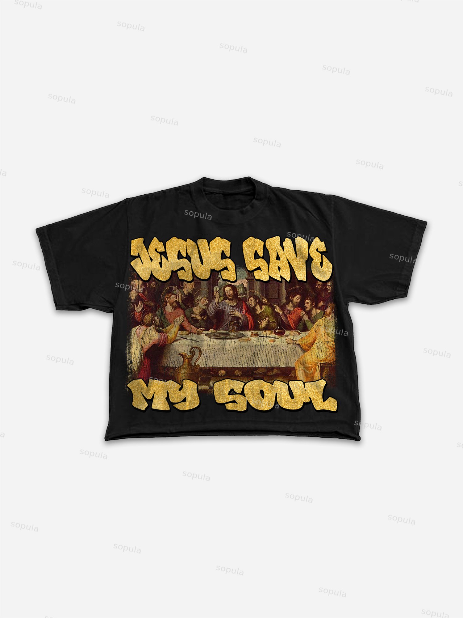 Jesus Art Graphic Print Cropped T-shirt