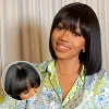 New Glueless Short Bob Wig With Bangs Straight Hair Wigs