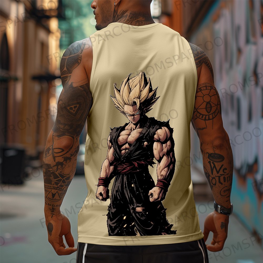 Casual anime print gym Tank Top