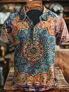 Vintage Ethic Art Print Causal Short SLeeve Polo Shirt