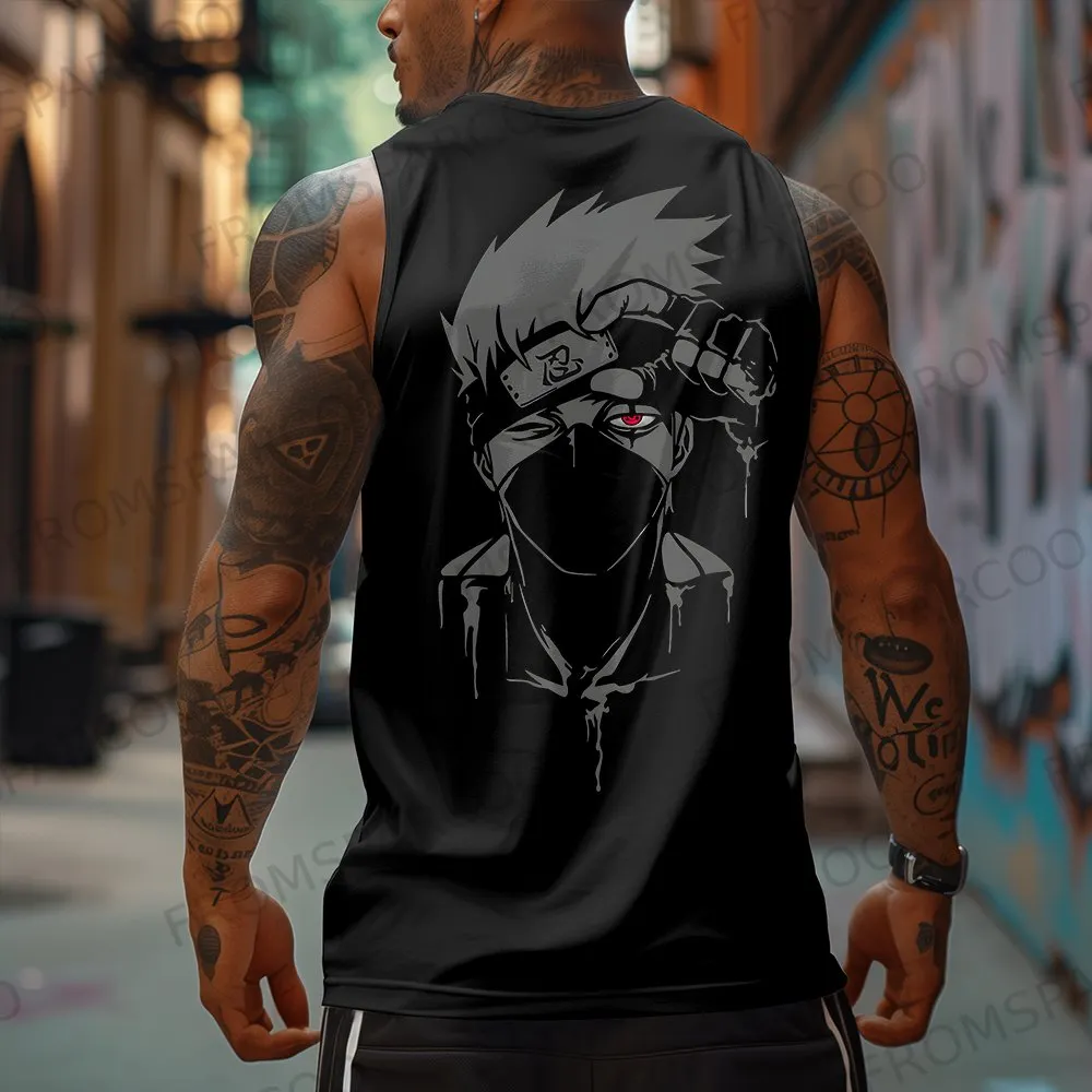Unisex Ninja Anime Silhouette Print Tank Top