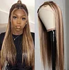 Hightlight Brown Mixed Blonde Long Wig Straight Wig