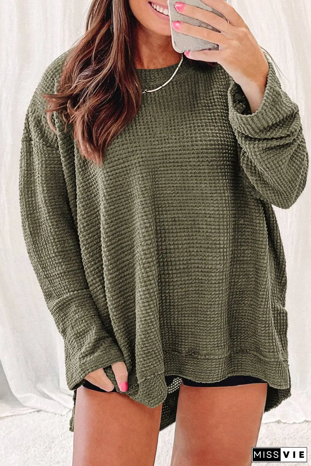 Textured Knit Long Sleeve Top Plus Size