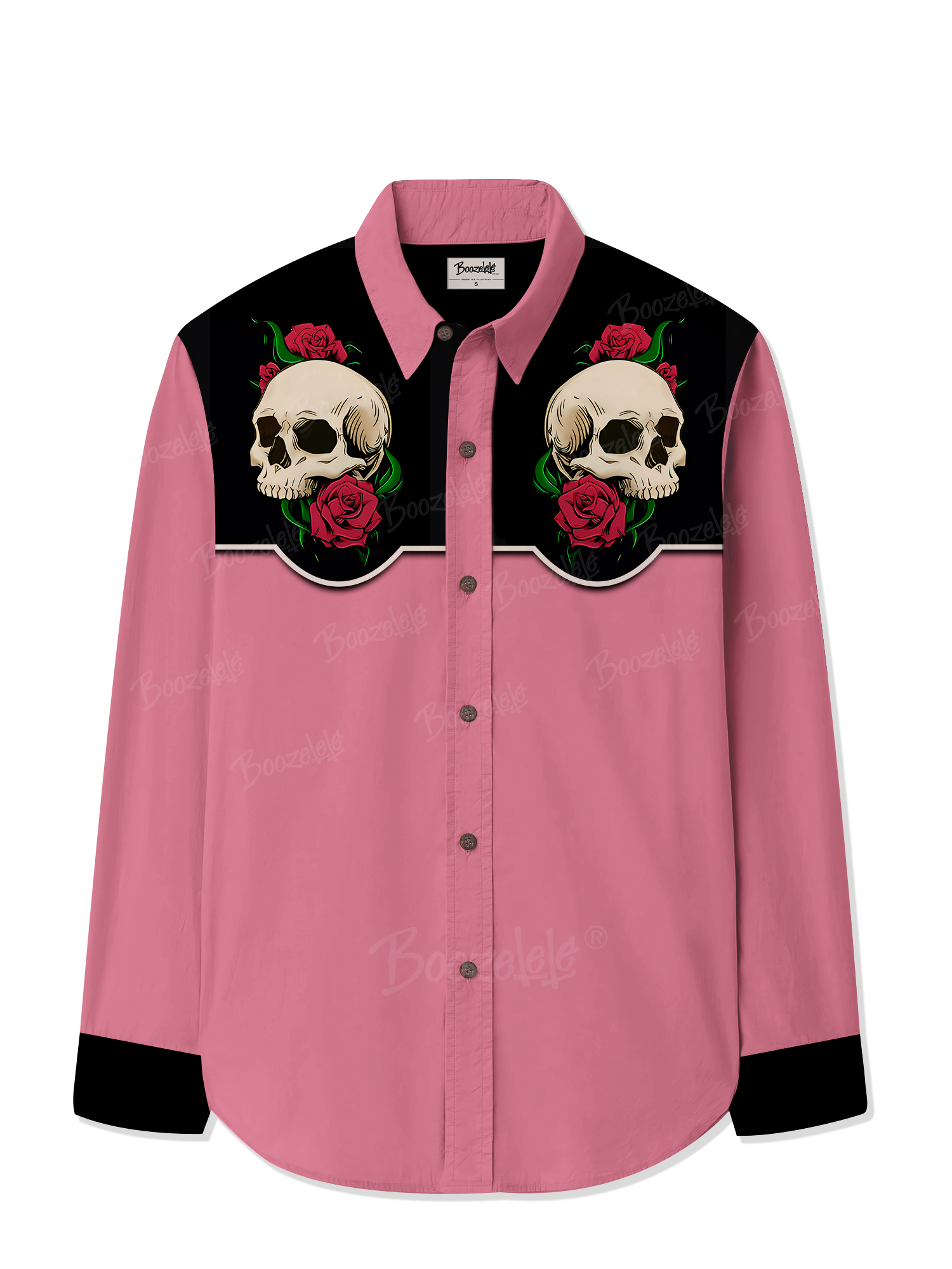 Retro Skull Flower - 100% Cotton Long Sleeves Shirt